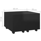 NNEVL Coffee Table High Gloss Black 60x60x38 cm Chipboard