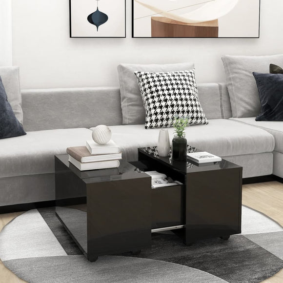 NNEVL Coffee Table High Gloss Black 60x60x38 cm Chipboard