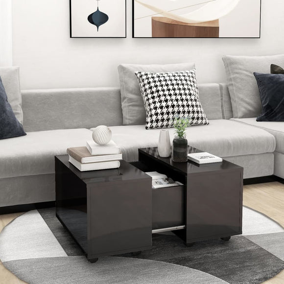 NNEVL Coffee Table High Gloss Grey 60x60x38 cm Chipboard