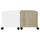 NNEVL Coffee Table White and Sonoma Oak 75x75x38 cm Chipboard