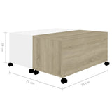 NNEVL Coffee Table White and Sonoma Oak 75x75x38 cm Chipboard