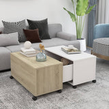 NNEVL Coffee Table White and Sonoma Oak 75x75x38 cm Chipboard