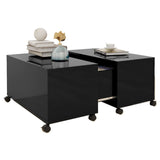 NNEVL Coffee Table High Gloss Black 75x75x38 cm Chipboard