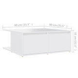 NNEVL Coffee Table White 80x80x31 cm Chipboard