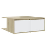 NNEVL Coffee Table White and Sonoma Oak 80x80x31 cm Chipboard