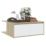 NNEVL Coffee Table White and Sonoma Oak 80x80x31 cm Chipboard