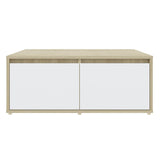 NNEVL Coffee Table White and Sonoma Oak 80x80x31 cm Chipboard