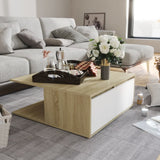 NNEVL Coffee Table White and Sonoma Oak 80x80x31 cm Chipboard