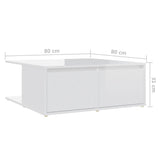 NNEVL Coffee Table High Gloss White 80x80x31 cm Chipboard