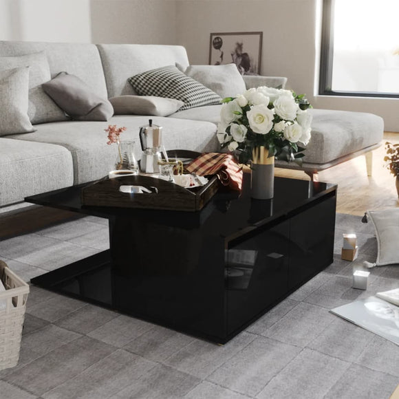 NNEVL Coffee Table High Gloss Black 80x80x31 cm Chipboard