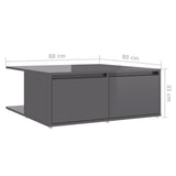 NNEVL Coffee Table High Gloss Grey 80x80x31 cm Chipboard