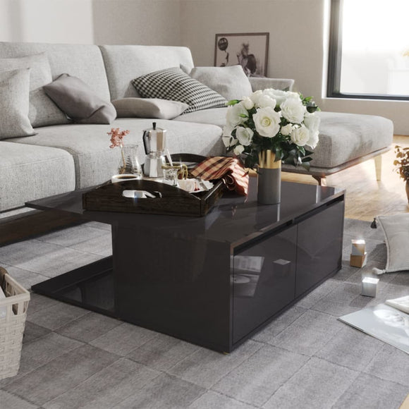 NNEVL Coffee Table High Gloss Grey 80x80x31 cm Chipboard