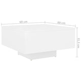 NNEVL Coffee Table White 60x60x31.5 cm Chipboard