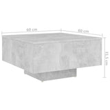 NNEVL Coffee Table Concrete Grey 60x60x31.5 cm Chipboard