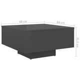 NNEVL Coffee Table High Gloss Grey 60x60x31.5 cm Chipboard