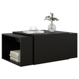NNEVL 3 Piece Nesting Coffee Table Set Black 60x60x38 cm Chipboard