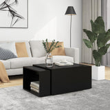 NNEVL 3 Piece Nesting Coffee Table Set Black 60x60x38 cm Chipboard