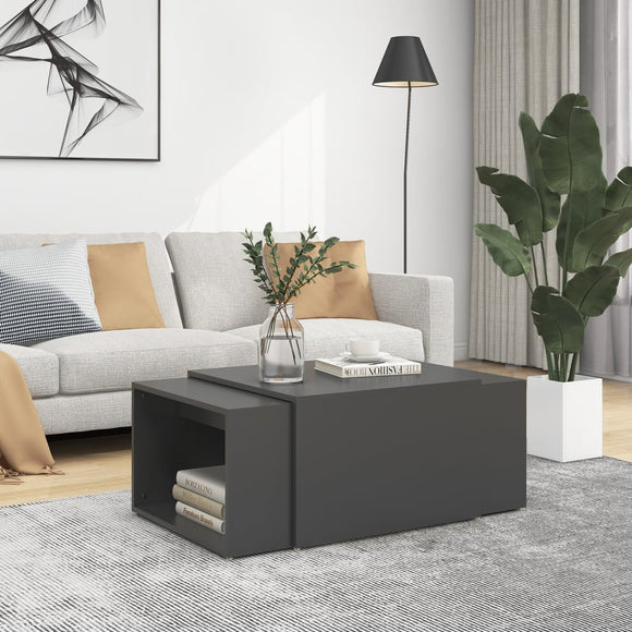 NNEVL 3 Piece Nesting Coffee Table Set Grey 60x60x38 cm Chipboard