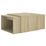NNEVL 3 Piece Nesting Coffee Table Set Sonoma Oak 60x60x38 cm