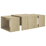 NNEVL 3 Piece Nesting Coffee Table Set Sonoma Oak 60x60x38 cm