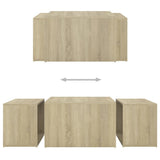 NNEVL 3 Piece Nesting Coffee Table Set Sonoma Oak 60x60x38 cm