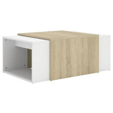 NNEVL 3 Piece Nesting Coffee Table Set White & Sonoma Oak 60x60x38 cm