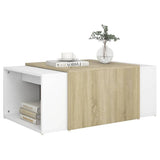 NNEVL 3 Piece Nesting Coffee Table Set White & Sonoma Oak 60x60x38 cm