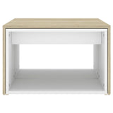 NNEVL 3 Piece Nesting Coffee Table Set White & Sonoma Oak 60x60x38 cm