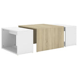 NNEVL 3 Piece Nesting Coffee Table Set White & Sonoma Oak 60x60x38 cm