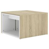 NNEVL 3 Piece Nesting Coffee Table Set White & Sonoma Oak 60x60x38 cm