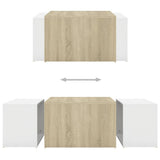 NNEVL 3 Piece Nesting Coffee Table Set White & Sonoma Oak 60x60x38 cm