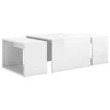 NNEVL 3 Piece Nesting Coffee Table Set High Gloss White 60x60x38 cm