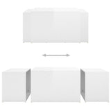 NNEVL 3 Piece Nesting Coffee Table Set High Gloss White 60x60x38 cm