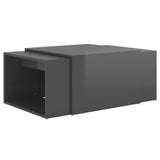 NNEVL 3 Piece Nesting Coffee Table Set High Gloss Grey 60x60x38 cm