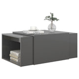 NNEVL 3 Piece Nesting Coffee Table Set High Gloss Grey 60x60x38 cm