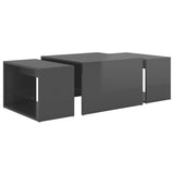 NNEVL 3 Piece Nesting Coffee Table Set High Gloss Grey 60x60x38 cm