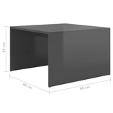 NNEVL 3 Piece Nesting Coffee Table Set High Gloss Grey 60x60x38 cm