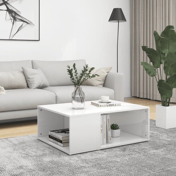 NNEVL Coffee Table High Gloss White 90x67x33 cm Chipboard