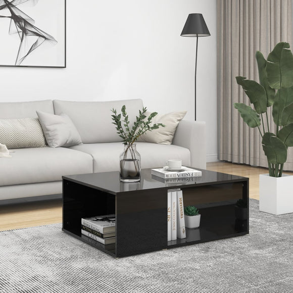 NNEVL Coffee Table High Gloss Black 90x67x33 cm Chipboard