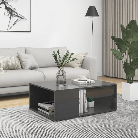 NNEVL Coffee Table High Gloss Grey 90x67x33 cm Chipboard