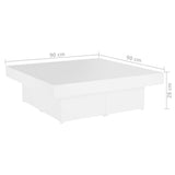 NNEVL Coffee Table White 90x90x28 cm Chipboard