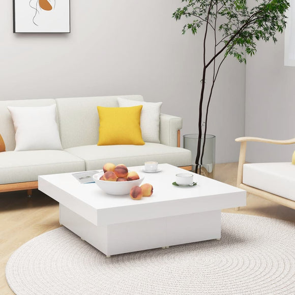NNEVL Coffee Table White 90x90x28 cm Chipboard