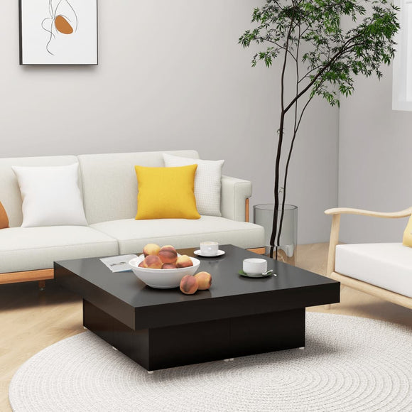 NNEVL Coffee Table Black 90x90x28 cm Chipboard