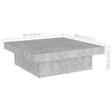 NNEVL Coffee Table Concrete Grey 90x90x28 cm Chipboard