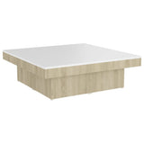 NNEVL Coffee Table White and Sonoma Oak 90x90x28 cm Chipboard