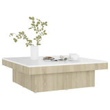 NNEVL Coffee Table White and Sonoma Oak 90x90x28 cm Chipboard