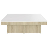 NNEVL Coffee Table White and Sonoma Oak 90x90x28 cm Chipboard