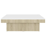 NNEVL Coffee Table White and Sonoma Oak 90x90x28 cm Chipboard