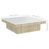 NNEVL Coffee Table White and Sonoma Oak 90x90x28 cm Chipboard