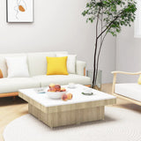 NNEVL Coffee Table White and Sonoma Oak 90x90x28 cm Chipboard